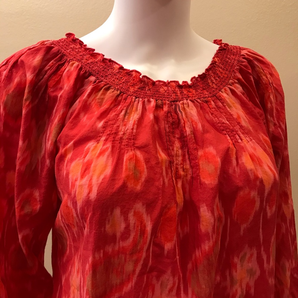 Lucky Brand Boho Peasant Top Womens Size Small On Off Shoulder Pink Orange - Picture 5 of 14